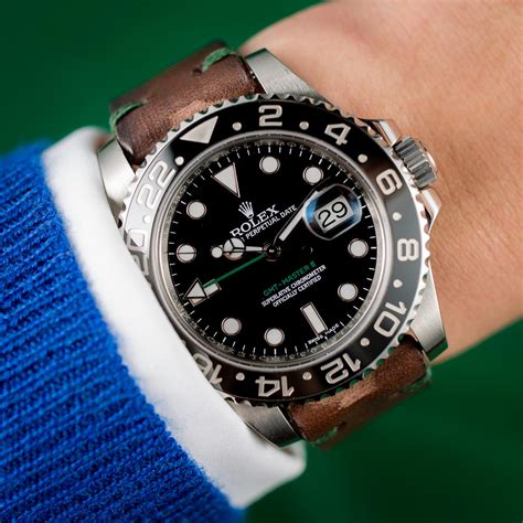 rolex gmt with leather strap|rolex leather straps review.